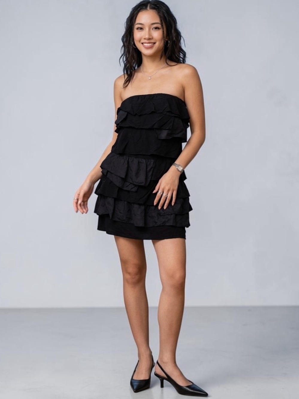 Juicy Couture Vintage Y2K Ruffles Silk Mini Tube Dress Frilly Girly Layers Bra L